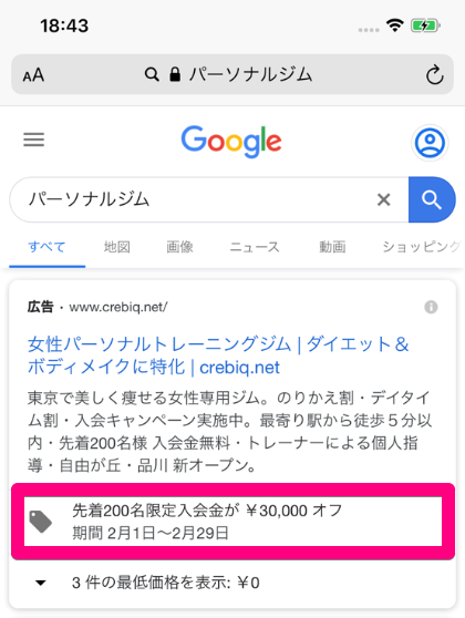 プロモーションテキスト表示オプション