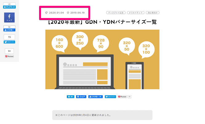 ブログ詳細ページ公開日、更新日を表記