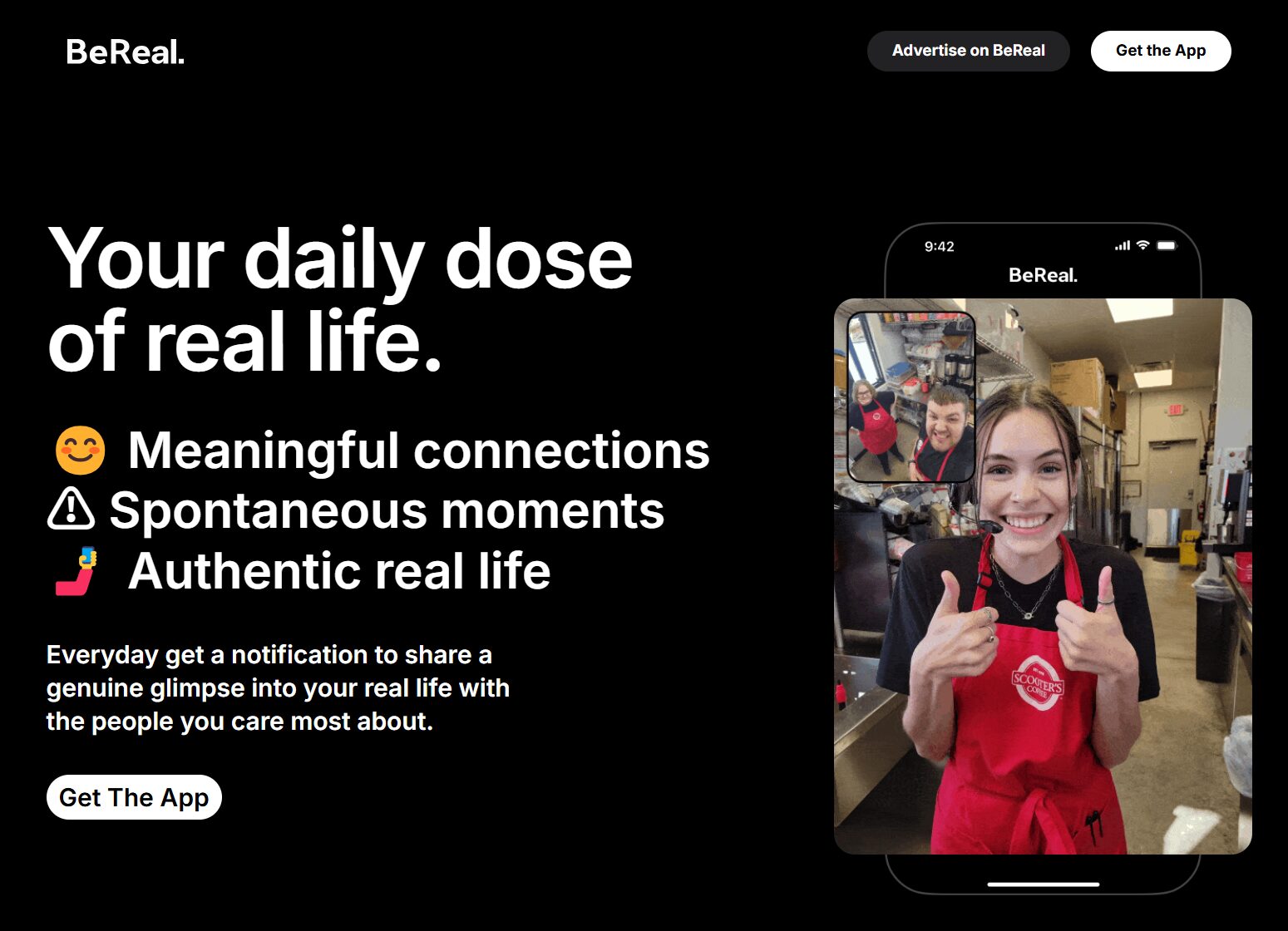 BeReal.、ウェブサイトのキャプチャ